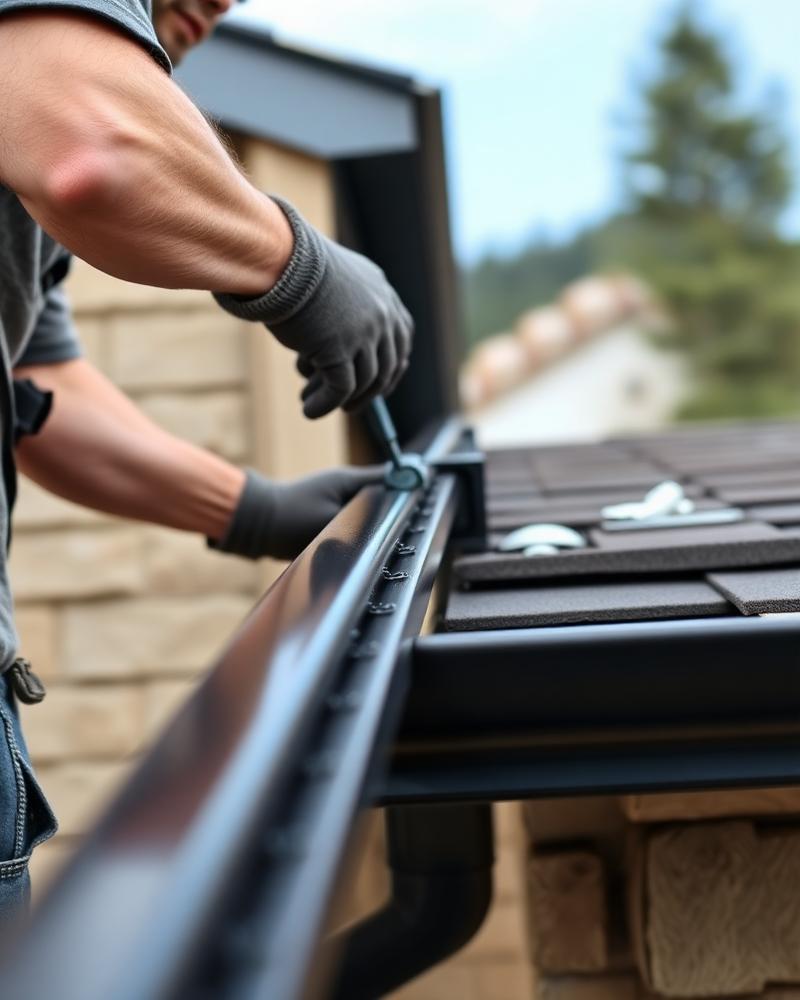 Seamless gutters being installed